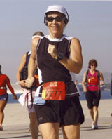 California Native scout, Ellen Klein, at Long Beach CA Marathon.